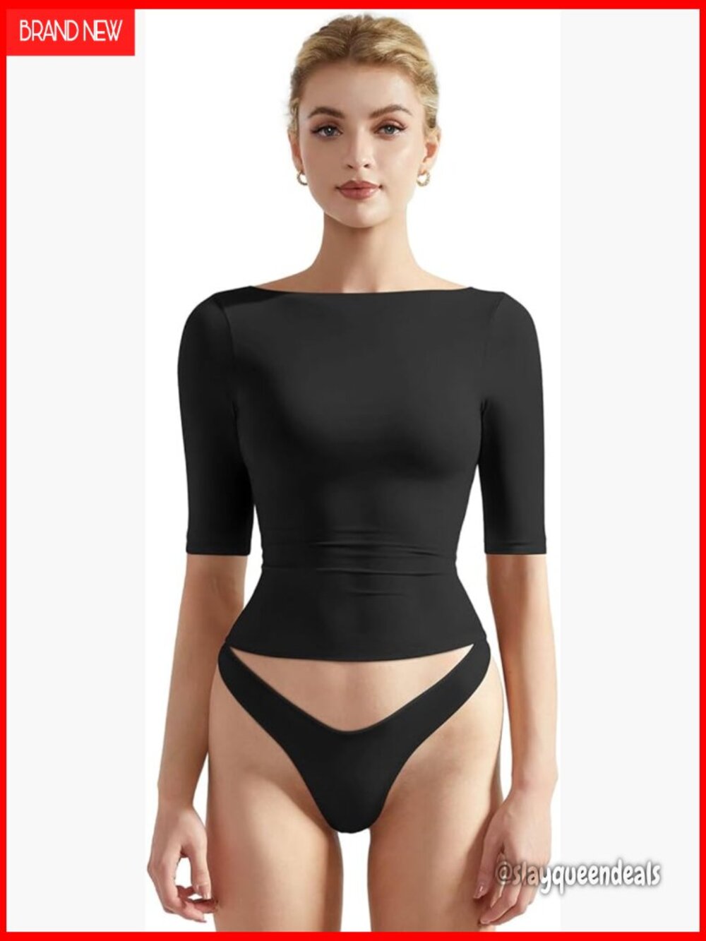 Half Sleeve Boat Neck T-Shirt, Double Lined, Slim Fit, Recycled Material